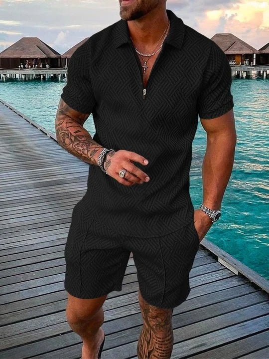 FitEase™ Black Shirt & Shorts Co-Ord