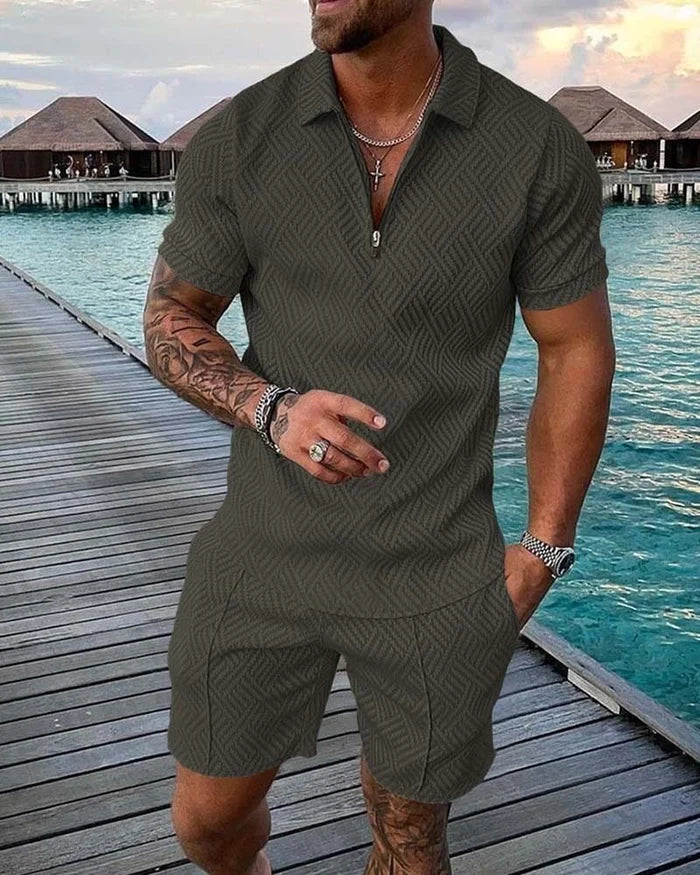 FitEase™ Green Shirt & Shorts Co-Ord